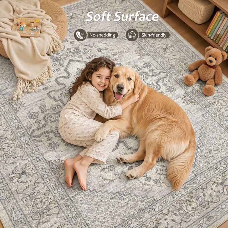Alfombra Tortania 147x178 Cm Lavable Boho Beige... image number null