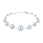 Pulsera Oro Blanco 14k Con Perlas Grises 3-9mm Taiw-6pb