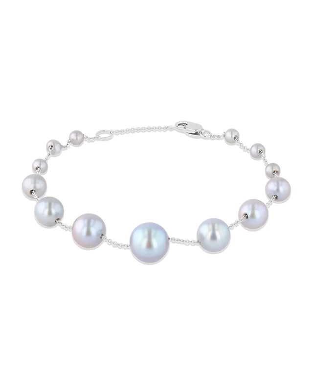 Pulsera Oro Blanco 14k Con Perlas Grises 3-9mm ... image number null