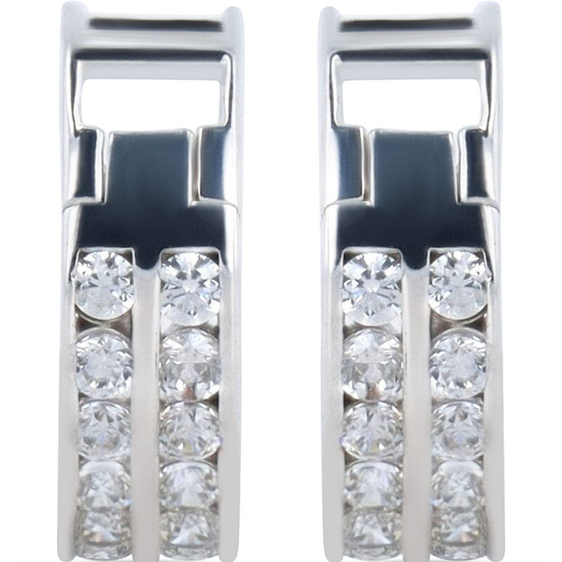 Arracadas De Oro Blanco 14K Con Zirconias (9Mm ... image number null