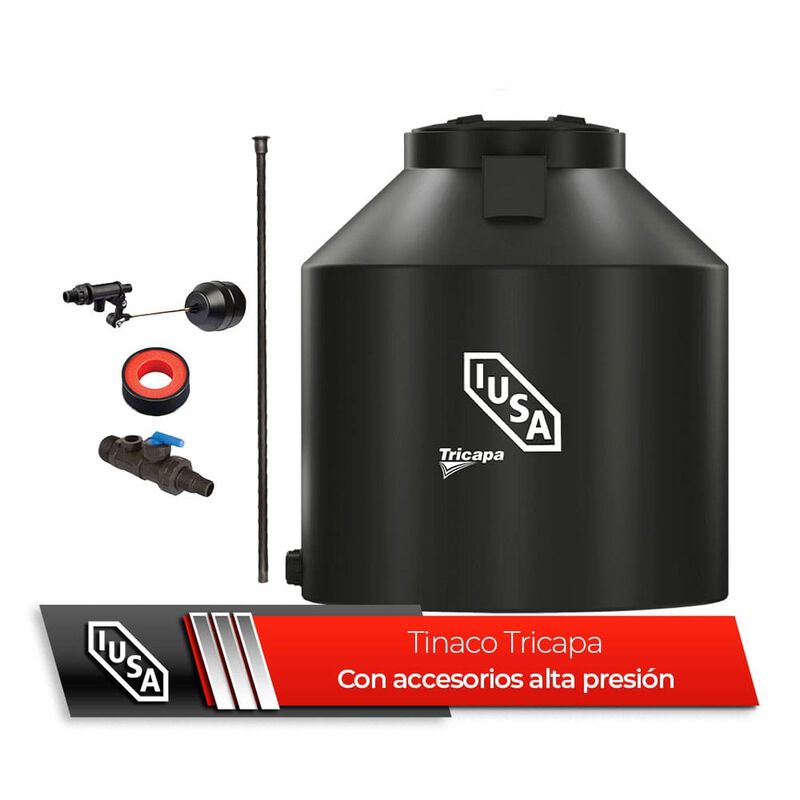 Tinaco Tricapa Iusa, 600 L., Negro + Accesorios... image number null