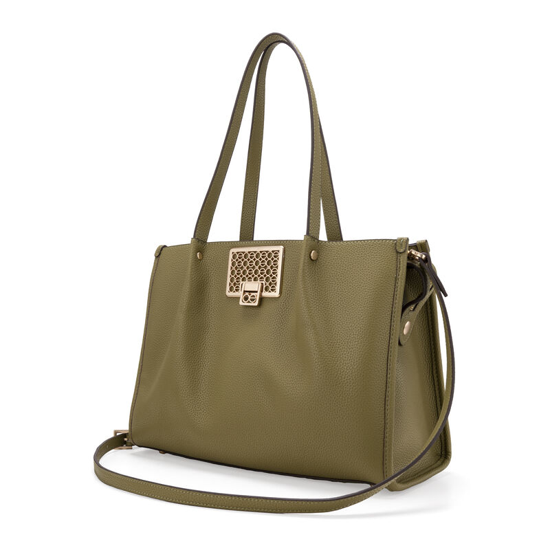 Bolsa Satchel Grande Con Herraje Color Verde image number null