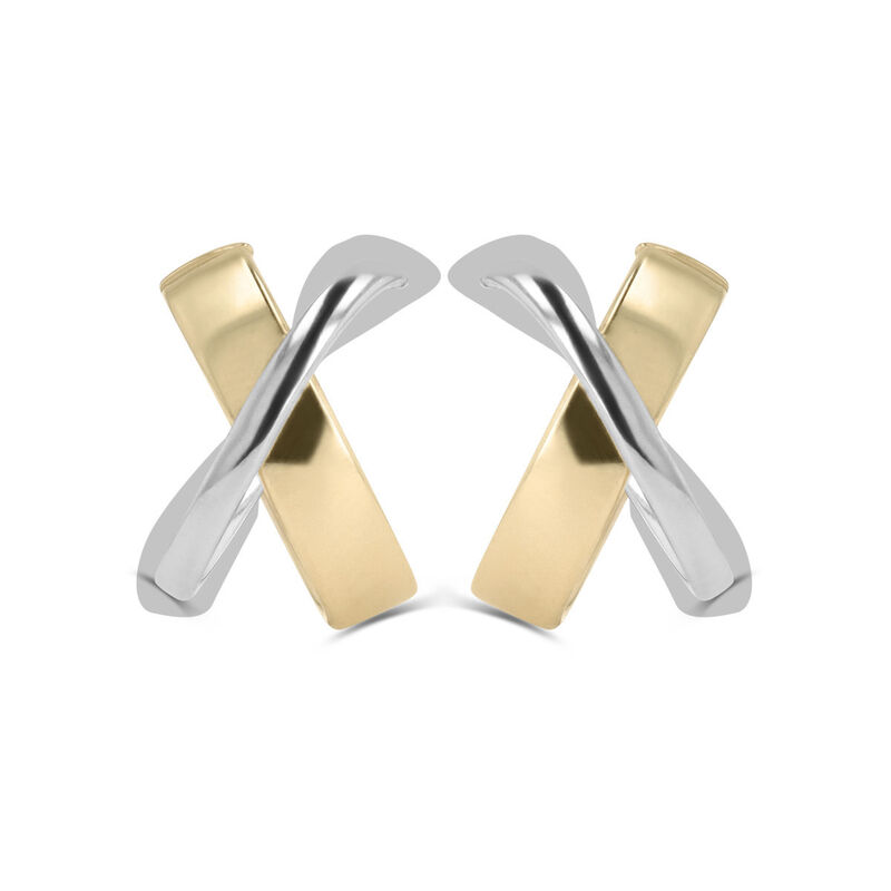 Arracadas Bicolor Oro Amarillo Y Blanco 10k | B... image number null
