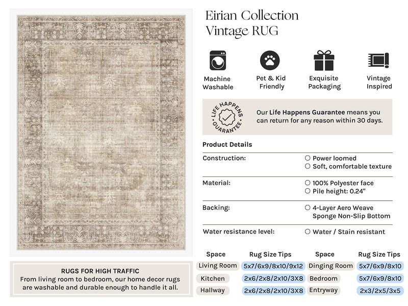 Alfombra Hugear 244x254 Cm Beige Lavable De Pel... image number null