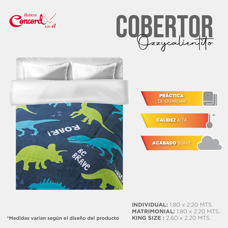 COBERTOR OZZY DINOS V2 TURQUESA IND image number null