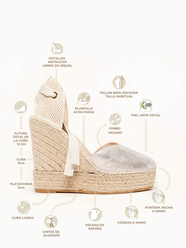Alpargata Cu&ntilde;a Alta 12cm Plata Romero image number null