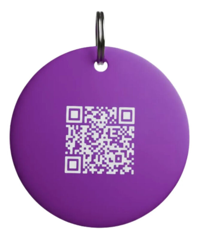 Placa Mascota Qriosa C&iacute;rculo Grande Morado image number null