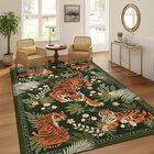 Alfombra Zentavio Tigre 5x7 Lavable Antideslizante Verde