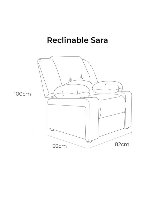 Sofá Reclinable Sara Con 2 Porta Vasos y 3 Posi... image number null