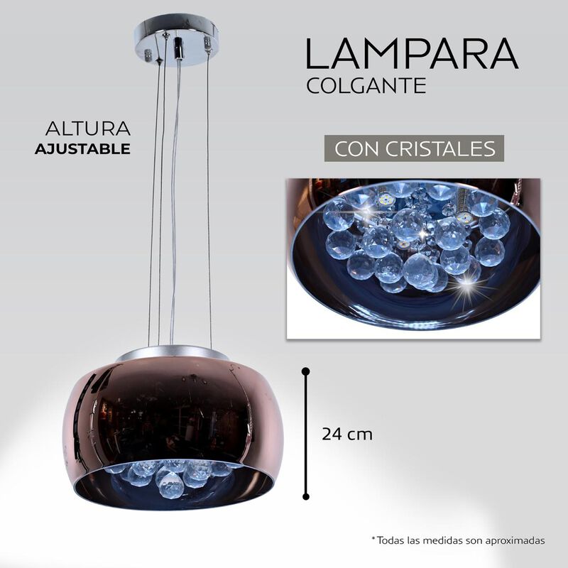 Lampara Colgante De Vidrio Traslucida Con Tiras... image number null