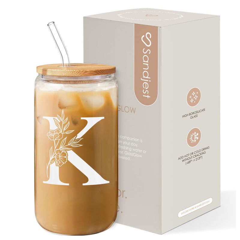 Vaso De Vidrio Sandjest 480 ml Con Tapa De Bamb... image number null