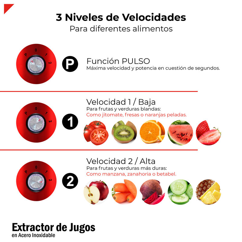 Extractor De Jugos Centrífugo Rojo Acero Inox 8... image number null