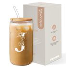 Vaso De Vidrio Sandjest 473 ml Con Tapa Y Pajilla