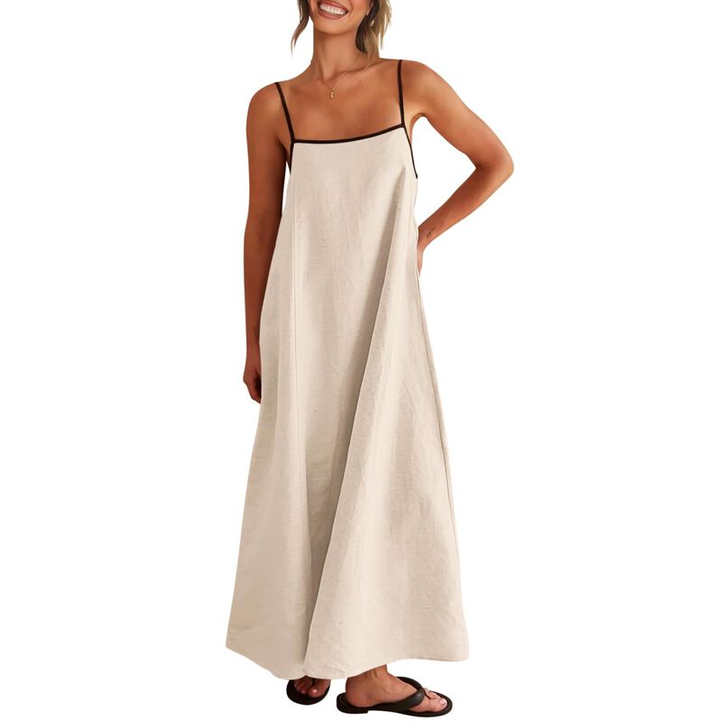 Vestido Maxi Boho de Lino Shy Velvet con Tirant... image number null