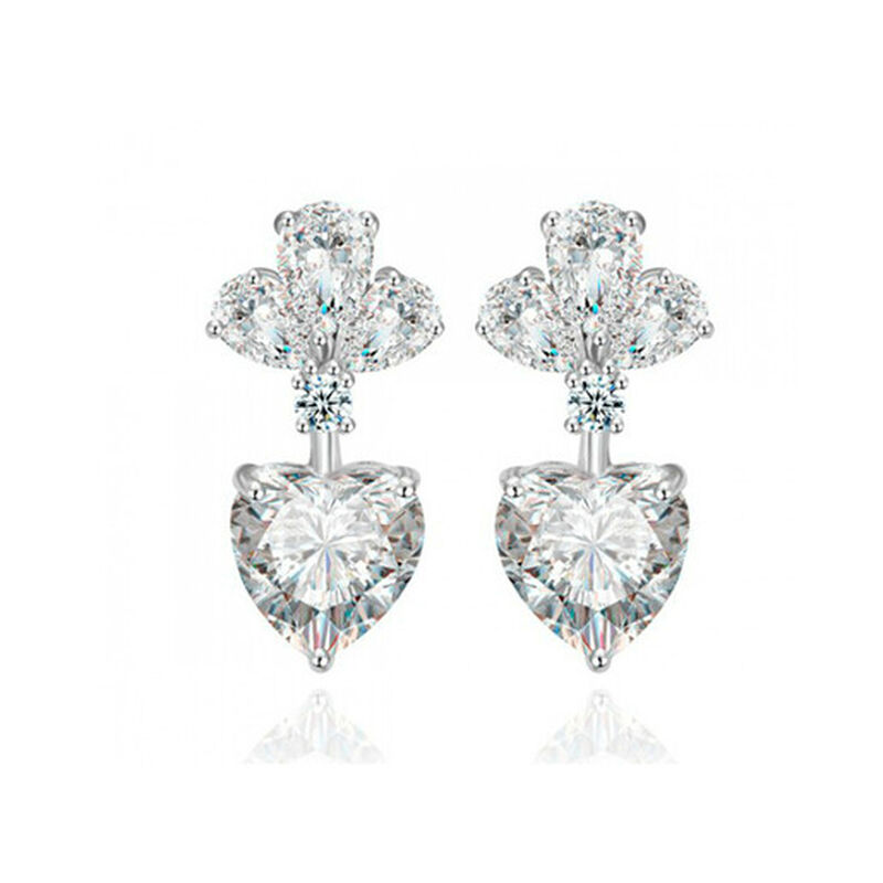 Aretes en Baño de Oro Blanco de 18K de Corazón ... image number null