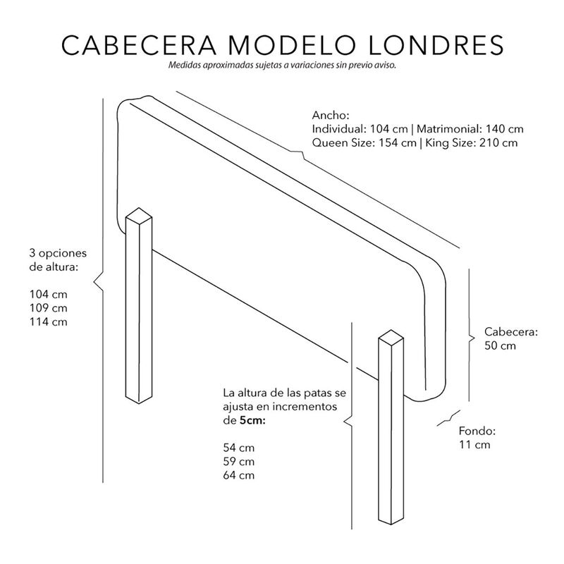 Cabecera King Size Dicasa Londres Negro image number null