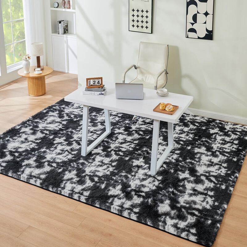Alfombra Litanika 122x183 Cm Tie-dye Negro Y Bl... image number null