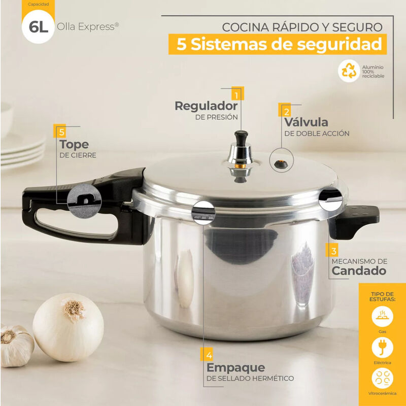 Olla Presión Express EKCO 6 Litros 6 Sistemas d... image number null
