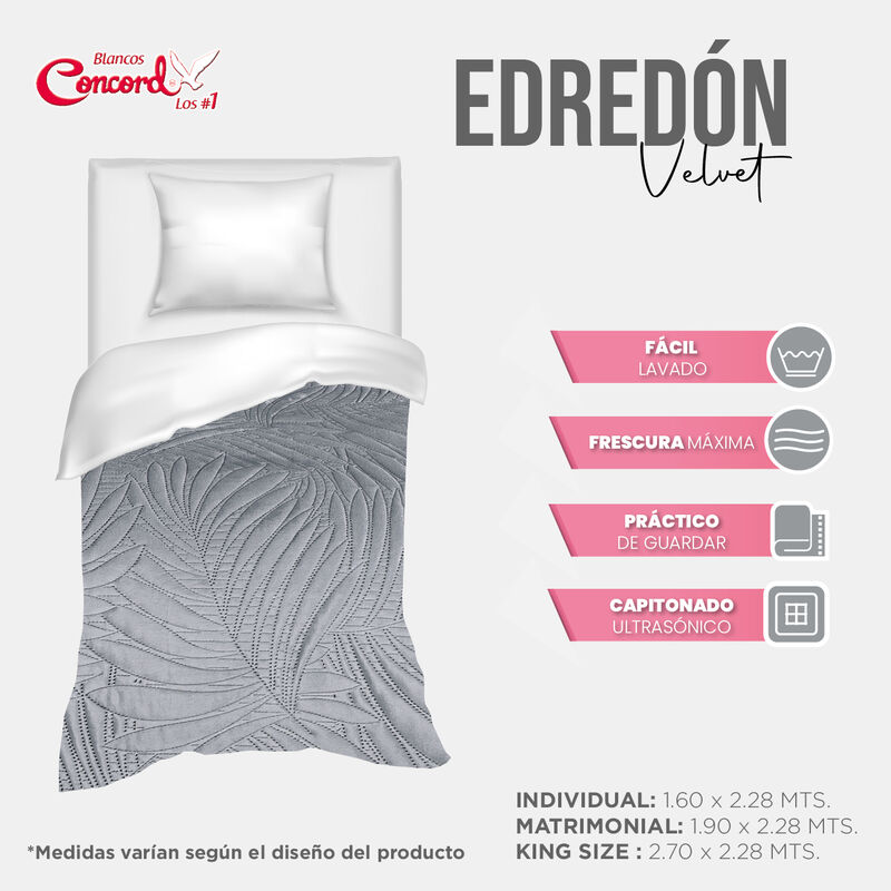 EDRED&Oacute;N NEO VELVET GRIS BIES GRIS C/F MAT/XL-QS image number null