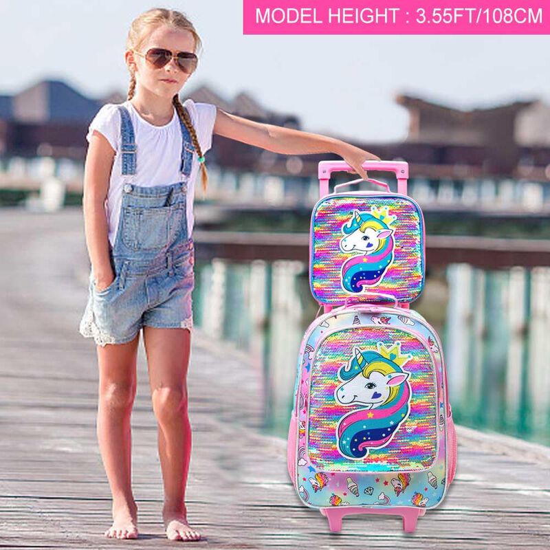 Mochila Con Ruedas Agsdon Unicorn Para Ni&ntilde;as Co... image number null