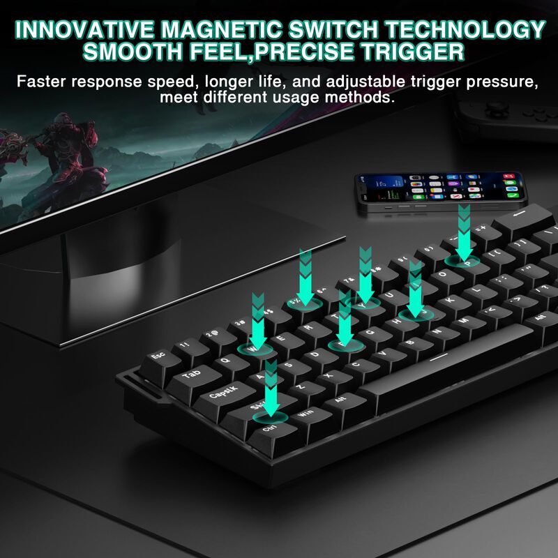 Teclado Inal&aacute;mbrico Corbobo Mini60 HE 60% Negro image number null
