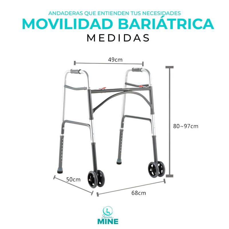 Andadera Bari&aacute;trica Soporta 200 KG Con Llantas ... image number null