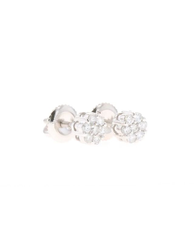 Broqueles De Oro Blanco 14k Con 25 Pts De Diama... image number null