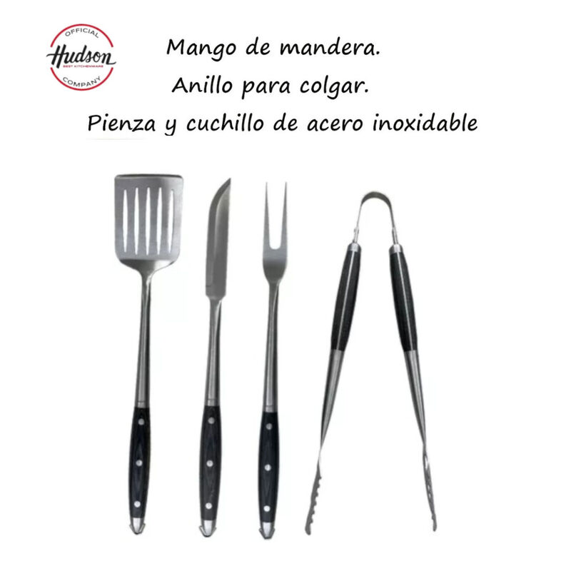 Set parrillero HUDSON 4 Pz Trinche, Espátula, C... image number null