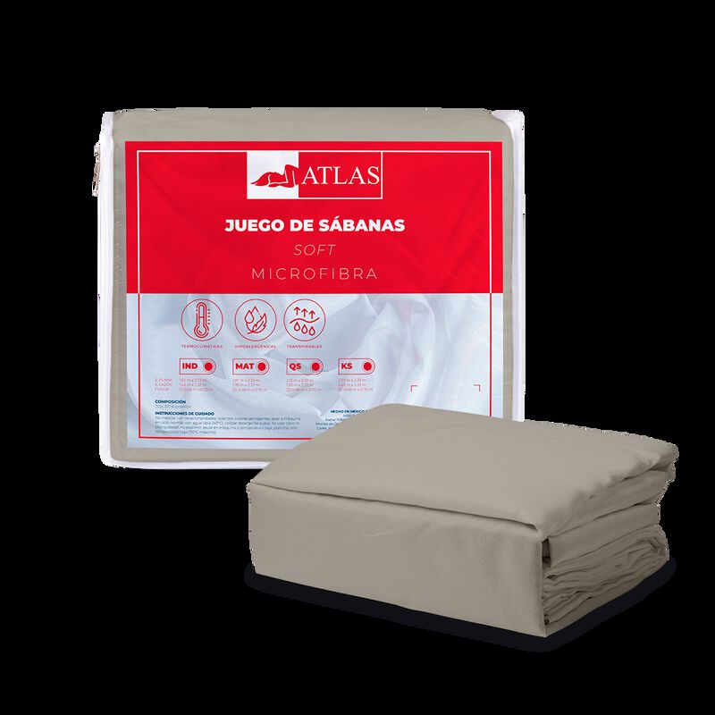 Juego de Sábanas Soft Matrimonial Gris Atlas de... image number null