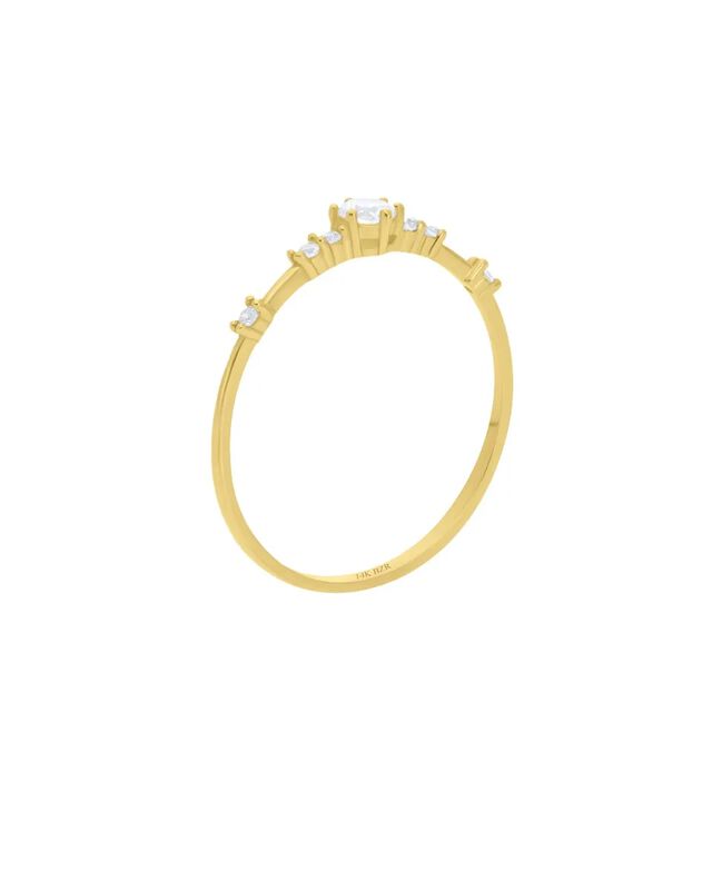 Anillo De Oro Amarillo 14k Con Zirconia - Kr007... image number null