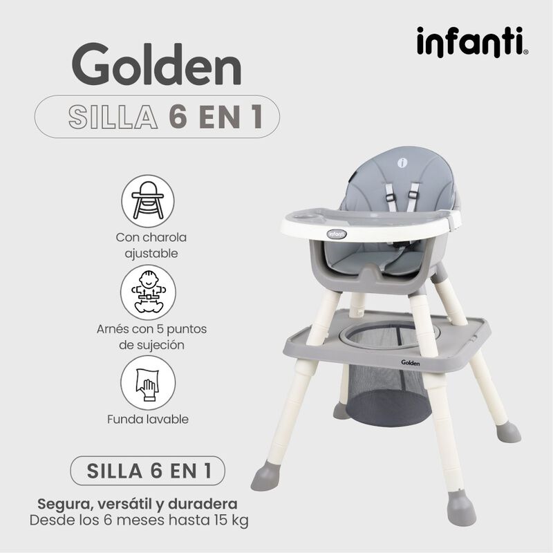 Silla Alta Infanti 6 En 1 Golden Multifuncional... image number null