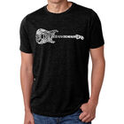 Camiseta Mezcla Premium Word Art Para Hombre - Rock Guitar - Negro