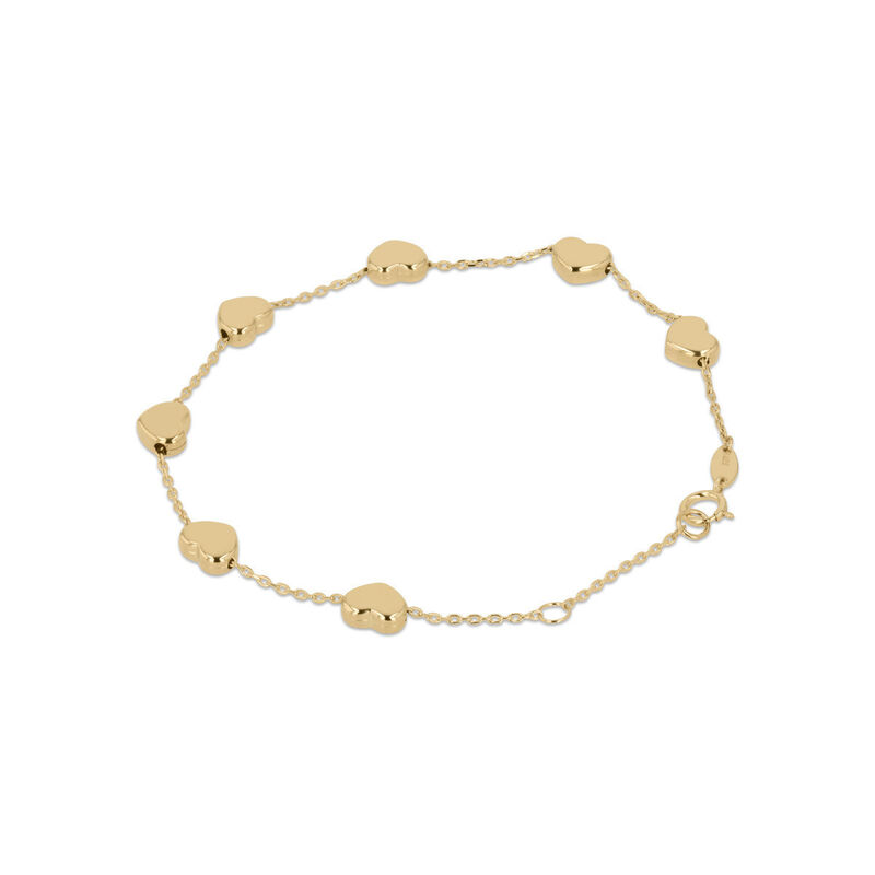 Pulsera De Oro Amarillo 14k Con Corazones-18.5c... image number null