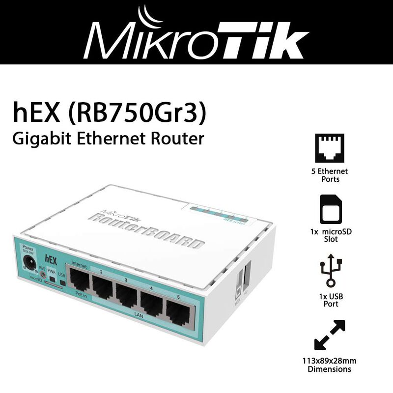 Router Mikrotik Hex Rb750gr3 Ethernet Gigabit D... image number null