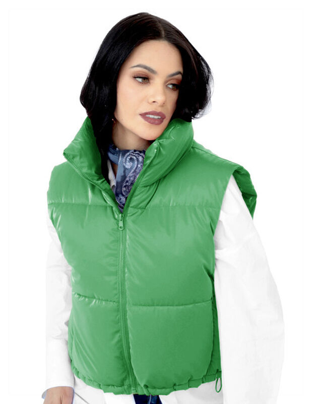 Chaleco Corto Brilloso Mujer Verde Roosevelt A2... image number null