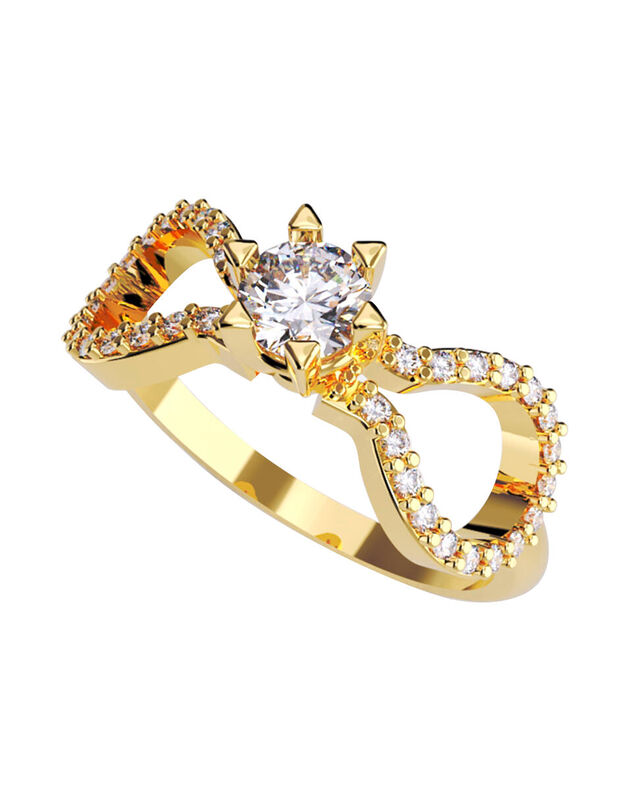 Anillo de Compromiso en Oro de 14K con Circonia... image number null