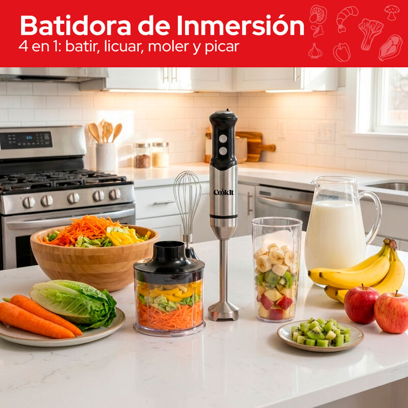 Batidora Inmersi&oacute;n Cookit Chb04 500w 4en1 Acero... image number null