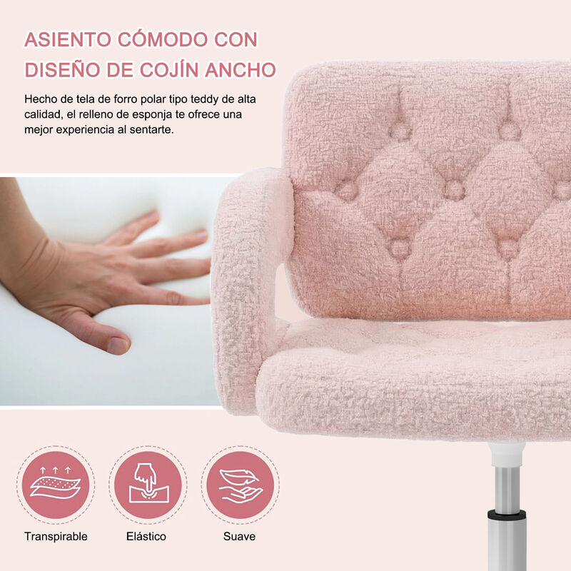 Silla De Escritorio Rosa Con Brazos, Respaldo C... image number null