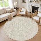Alfombra Redonda Luxturiy 183 cm Lavable Color Beige