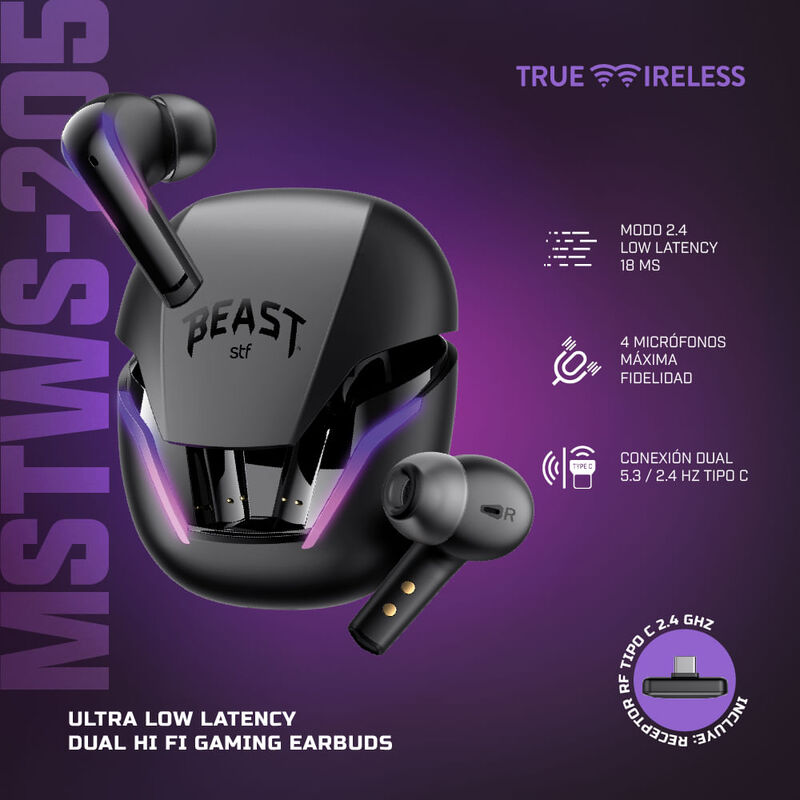 Aud&iacute;fonos Stf Beast Inal&aacute;mbricos Bluetooth In E... image number null