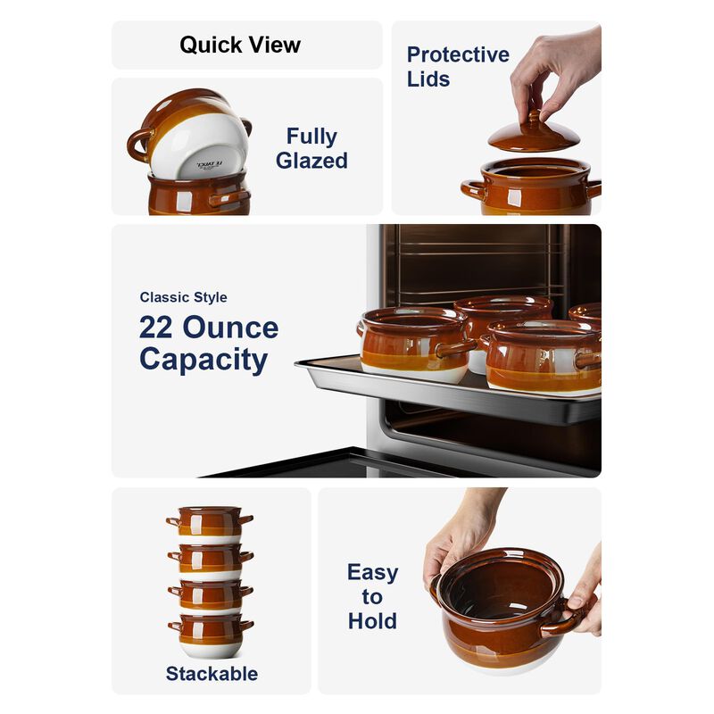 Tazones Le Tauci 620 ml con Tapas, Juego de 4 image number null