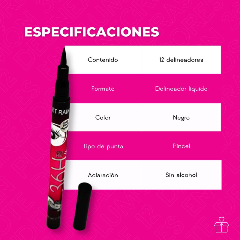 Lote 12 Delineadores Negro Indeleble Plum&oacute;n 36 ... image number null