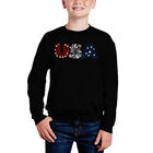 Sudadera De Cuello Redondo Word Art Para Ni&ntilde;o - Fuegos Artificiales USA - Negro
