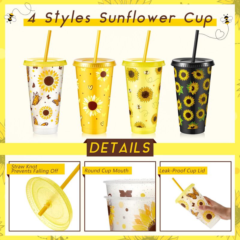 Vaso Reutilizable Uiifan 709 ml Girasol &ndash; Pack ... image number null