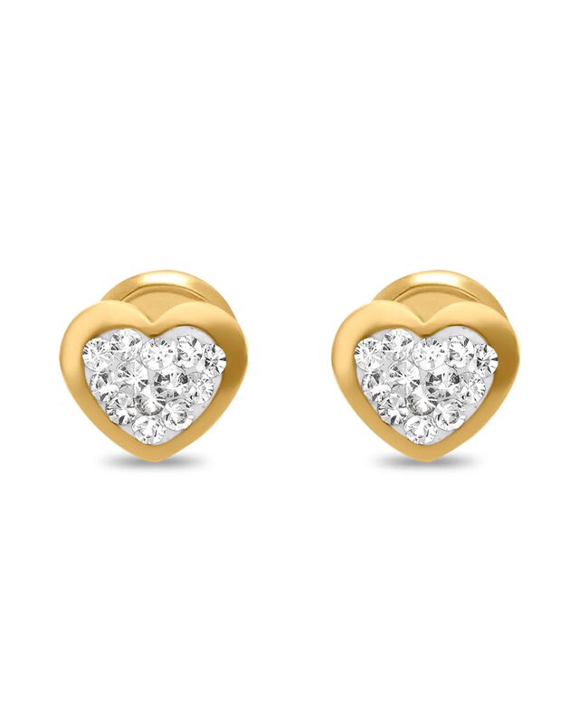 Broqueles De Corazon En Oro Amarillo 14k Con Zi... image number null