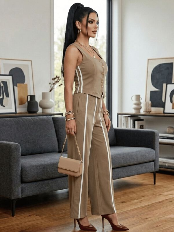 Conjunto 2 Piezas Pantalon Y Top Malabis Conj-0... image number null