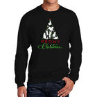 Sudadera De Cuello Redondo Word Art Para Hombre - &Aacute;rbol Navide&ntilde;o Meow - Negro