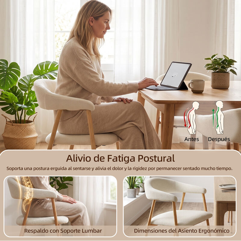 Juego De 2 Sillas De Comedor Modernas Beige Pat... image number null