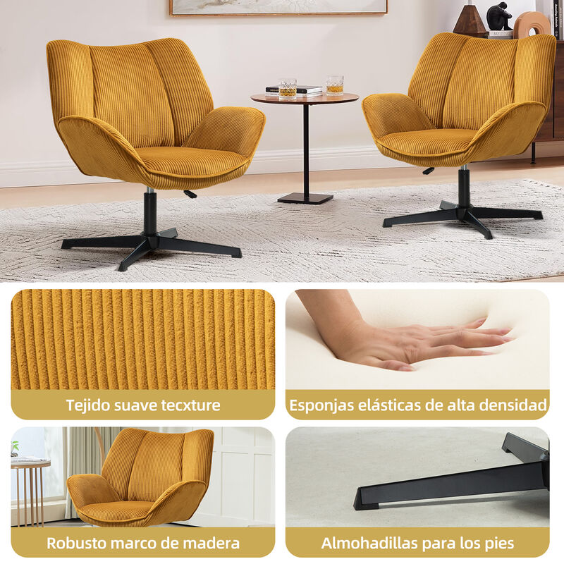 Silla Giratoria Ajustable Con Brazos, Tela Pana... image number null