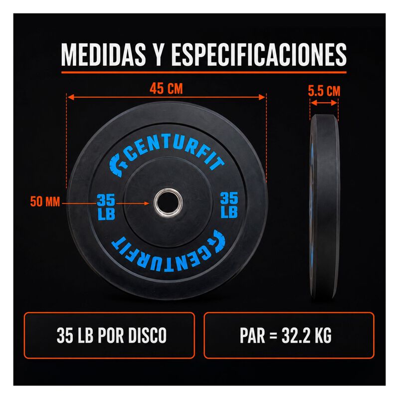 Par Disco Bumper Olimpico Libras Centro Aceroca... image number null